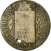 Monnaie, France, Sol aux Balances, 1793, Strasbourg, Trouée, B+, Bronze