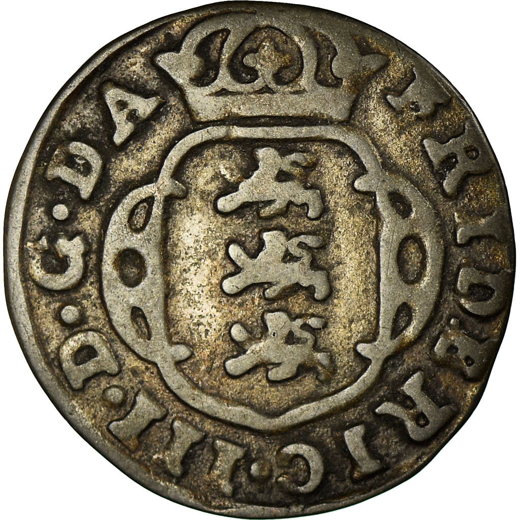 Moneda, Dinamarca, 2 Skilling, 1663, BC+, Plata, KM:209