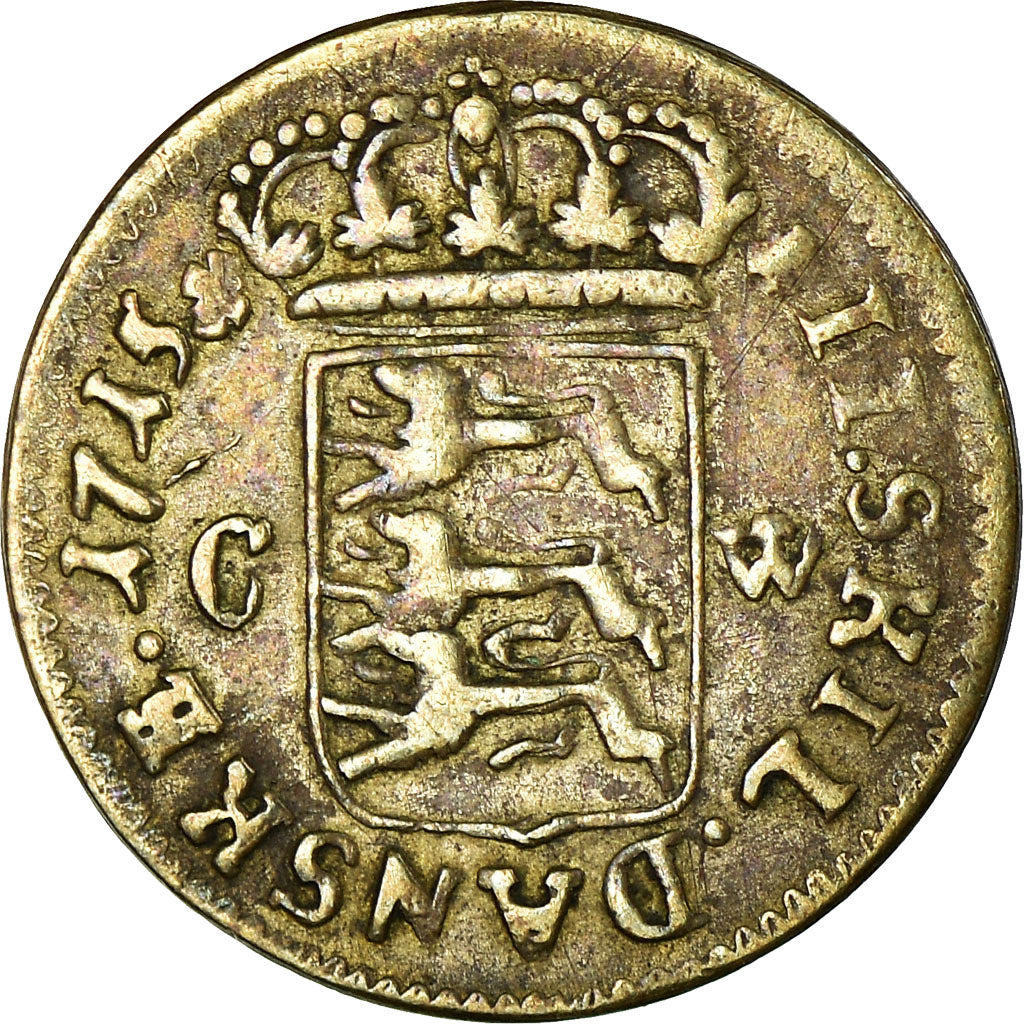 Moneta, Danimarca, GLUCKSTADT, Frederik IV, 2 Skilling, 1715, Gl, MB+, Argento