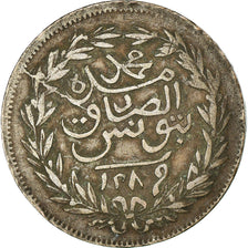 Coin, Tunisia, TUNIS, Sultan Abdul Aziz with Muhammad al-Sadiq Bey, 2 kharub