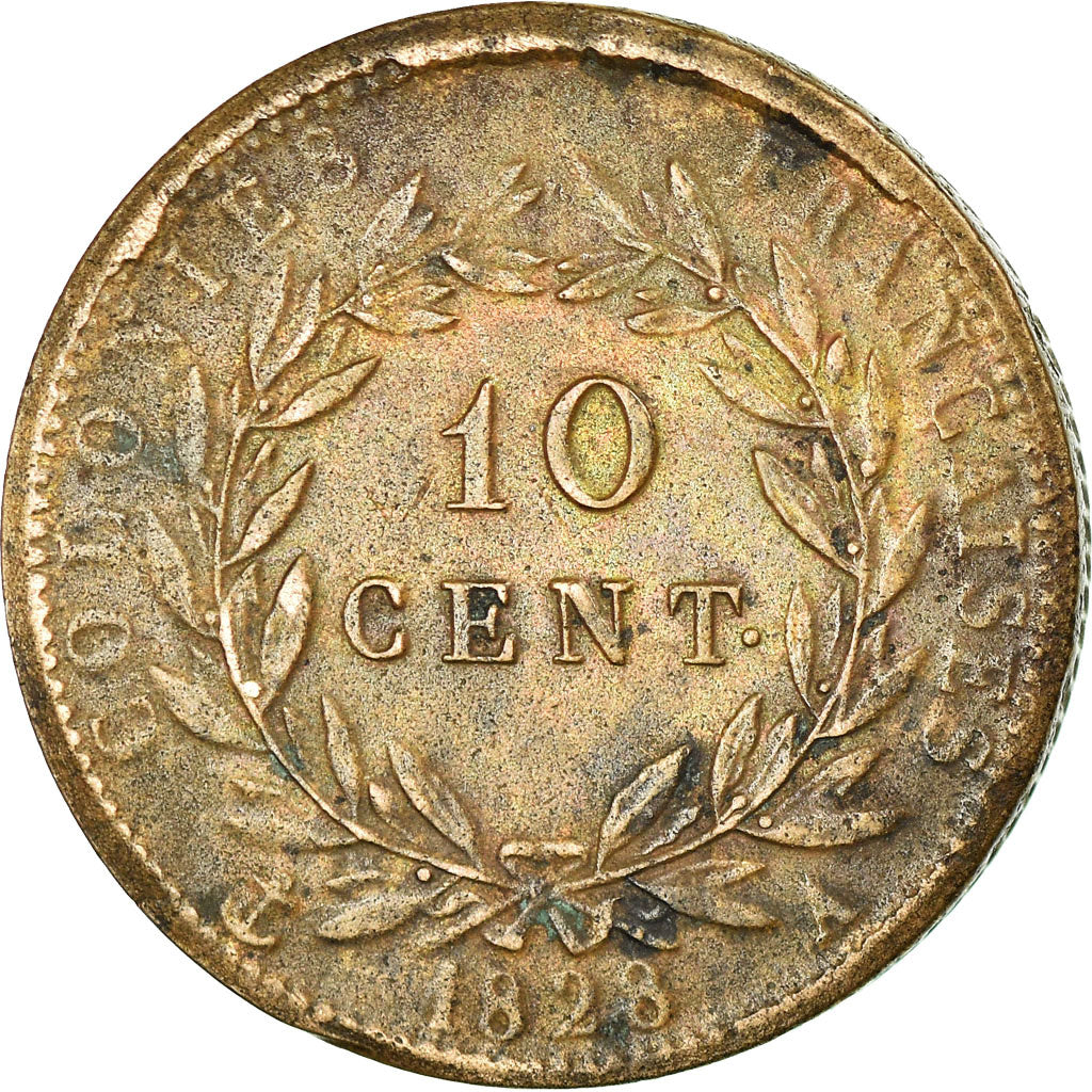 Coin, FRENCH COLONIES, Charles X, 10 Centimes, 1828, Paris, EF(40-45), Bronze