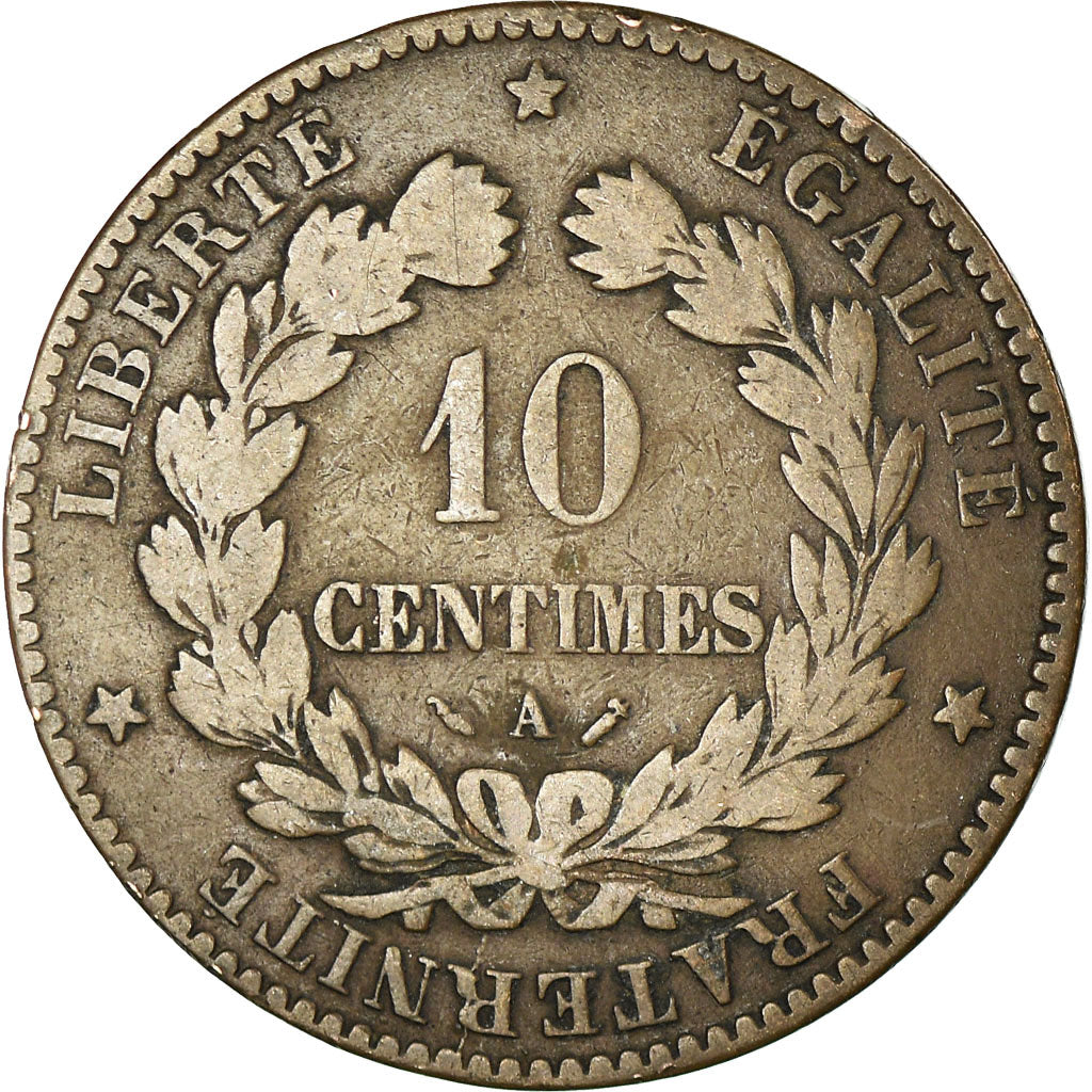 Monnaie, France, Cérès, 10 Centimes, 1885, Paris, TB, Bronze, Gadoury:265a
