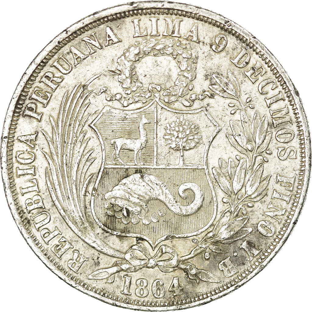 Monnaie, Pérou, SOUTH PERU, Sol, 1864, Lima, TTB, Argent, KM:196.1