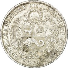 Monnaie, Pérou, SOUTH PERU, Sol, 1864, Lima, TTB, Argent, KM:196.1