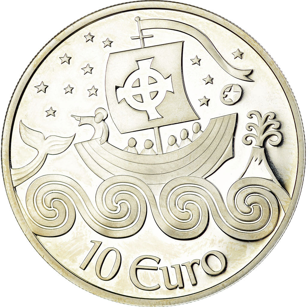 IRELAND REPUBLIC, 10 Euro, St. Brendan the Navigator, 2011, MS(65-70), Silver