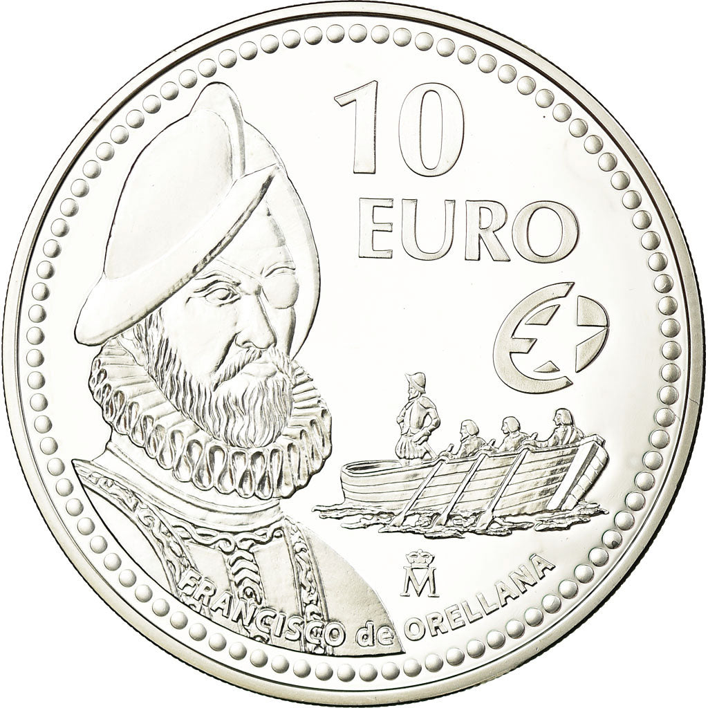 Spain, 10 Euro, Francisco de Orellana, 2011, MS(65-70), Silver, KM:1248