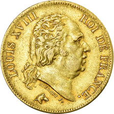 Moneta, Francja, Louis XVIII, 40 Francs, 1818, Lille, AU(50-53), Złoto