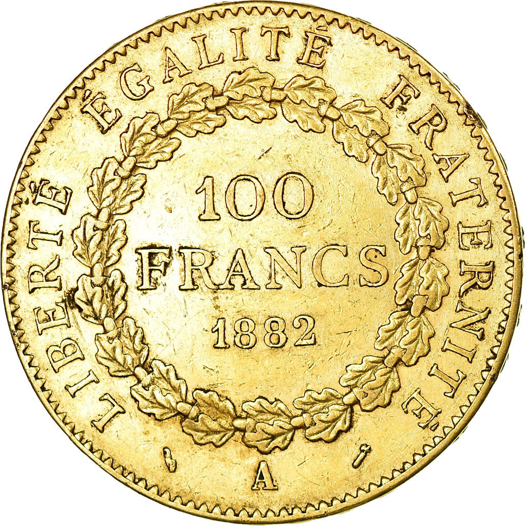 Moneta, Francia, Génie, 100 Francs, 1882, Paris, BB, Oro, KM:832, Gadoury:1137