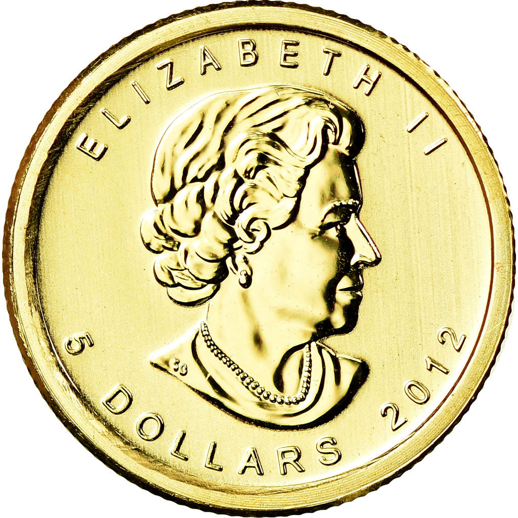Coin, Canada, Elizabeth II, Maple Leaf, 5 Dollars, 2012, MS(65-70), Gold, KM:929
