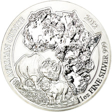 Moneda, Ruanda, Rhinocéros, 50 Francs, 2012, FDC, Plata, KM:37