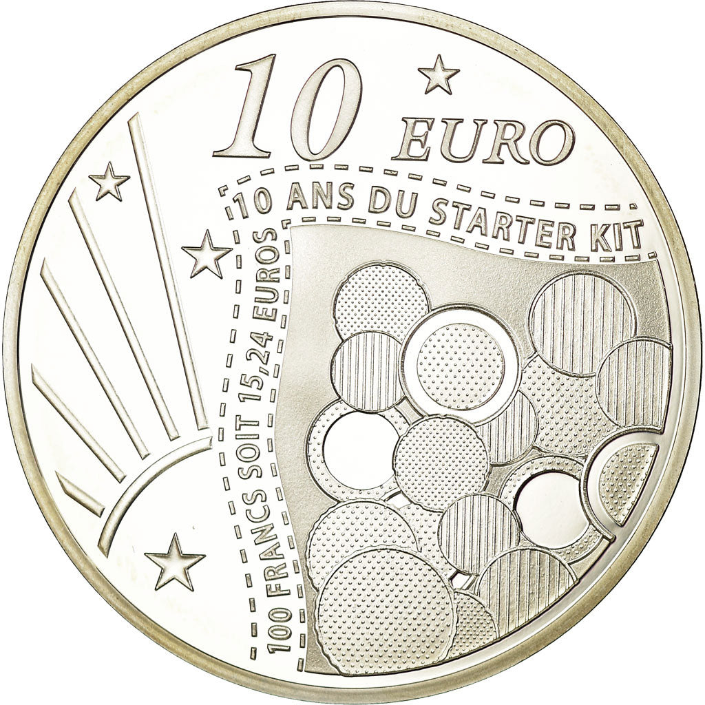France, 10 Euro, Euro Starter Kit, 10th Anniversary, 2011, MS(65-70), Silver