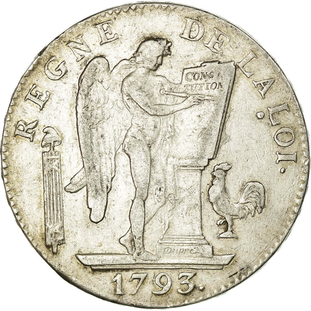 Munten, Frankrijk, Écu de 6 livres françoise, 1793, Paris, ZF, Zilver