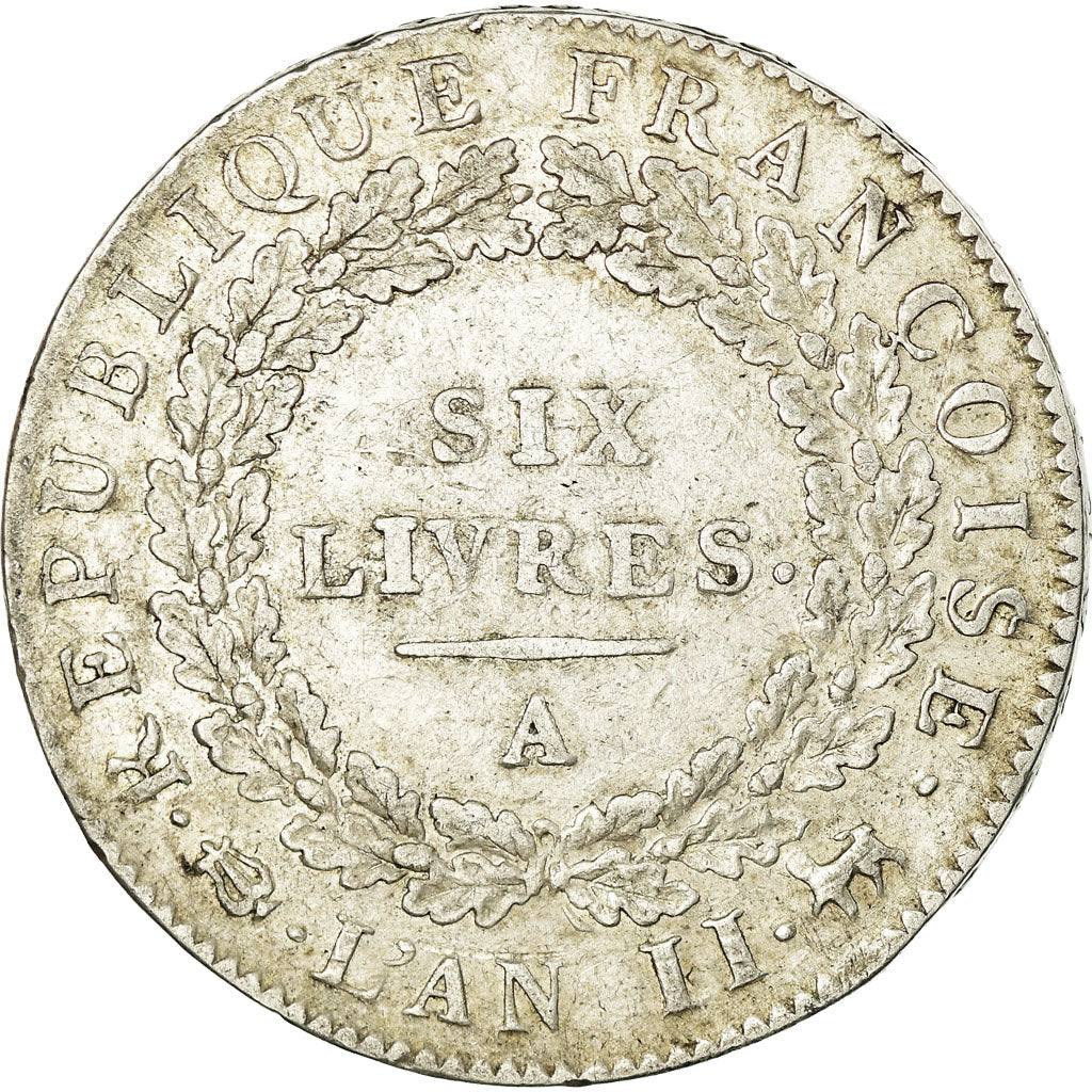 Munten, Frankrijk, Écu de 6 livres françoise, 1793, Paris, ZF, Zilver