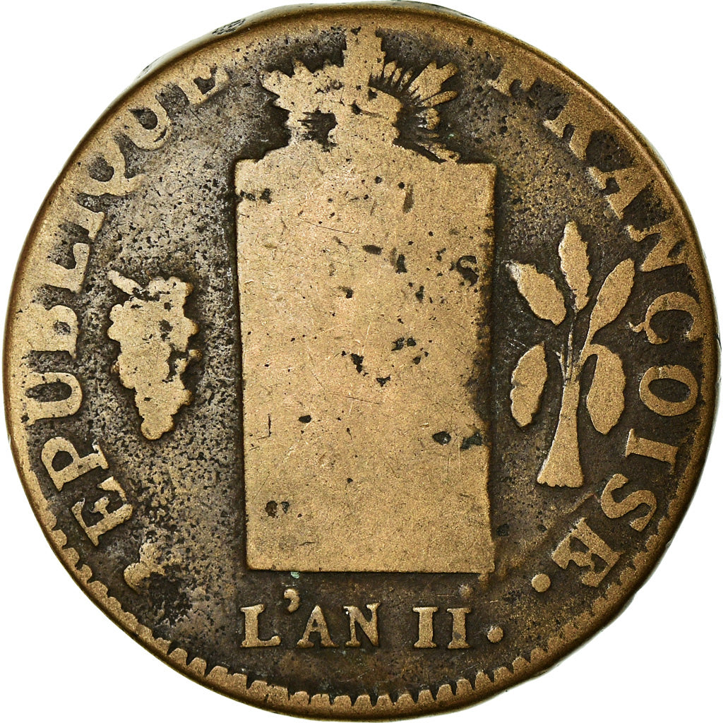 Munten, Frankrijk, 2 sols à la Balance, 1793, Metz, ZG+, Bronze