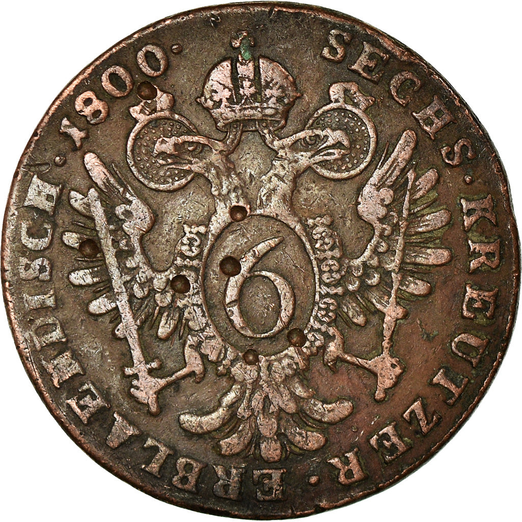Coin, Austria, Franz II (I), 6 Kreuzer, 1800, Kremnitz, VF(20-25), Copper