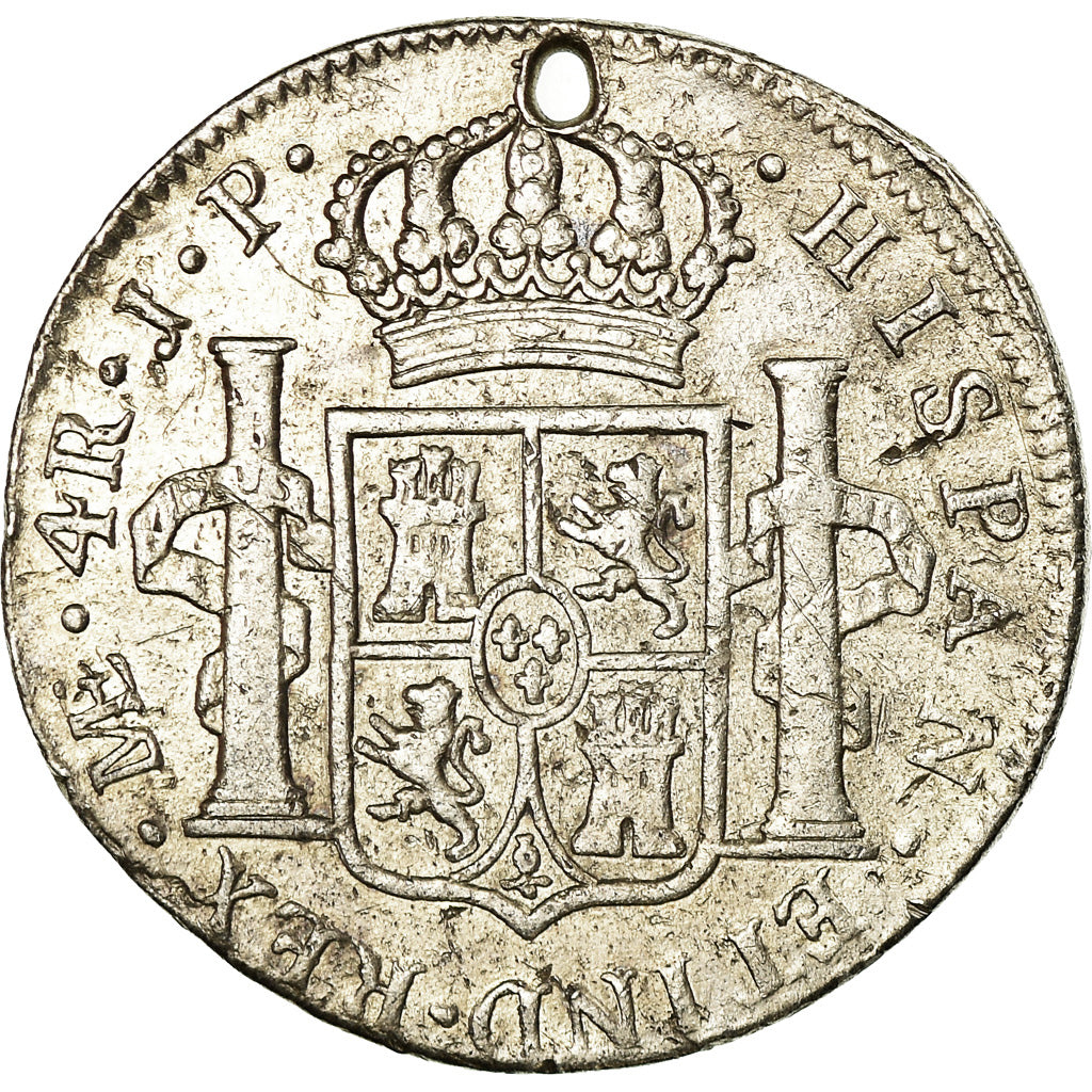 Coin, Peru, Charles IV, 4 Réales, 1807, Lima, Holed, VF(30-35), Silver, KM:96