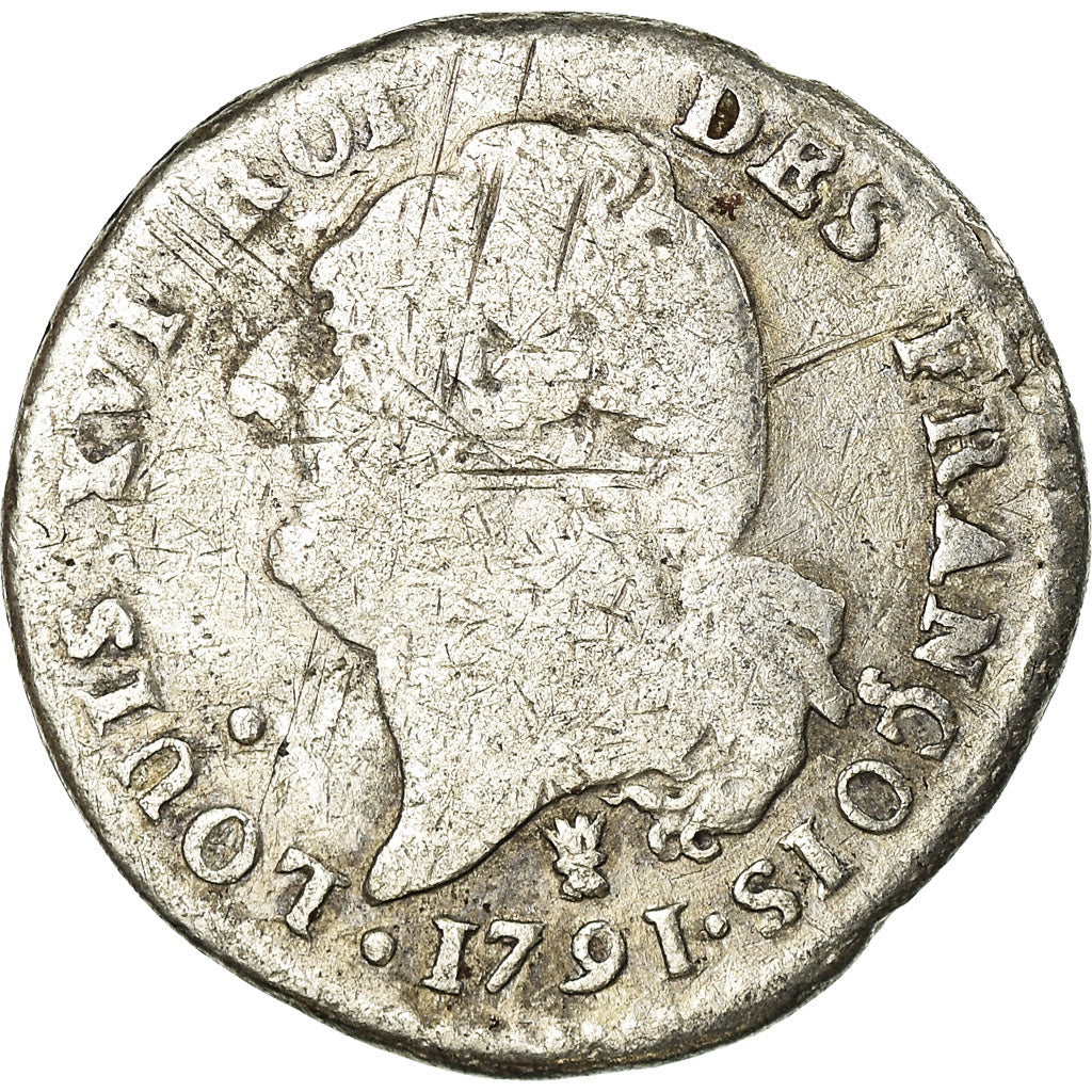 Monnaie, France, Louis XVI, 15 Sols, 1791, Paris, B+, Argent, Gadoury:36