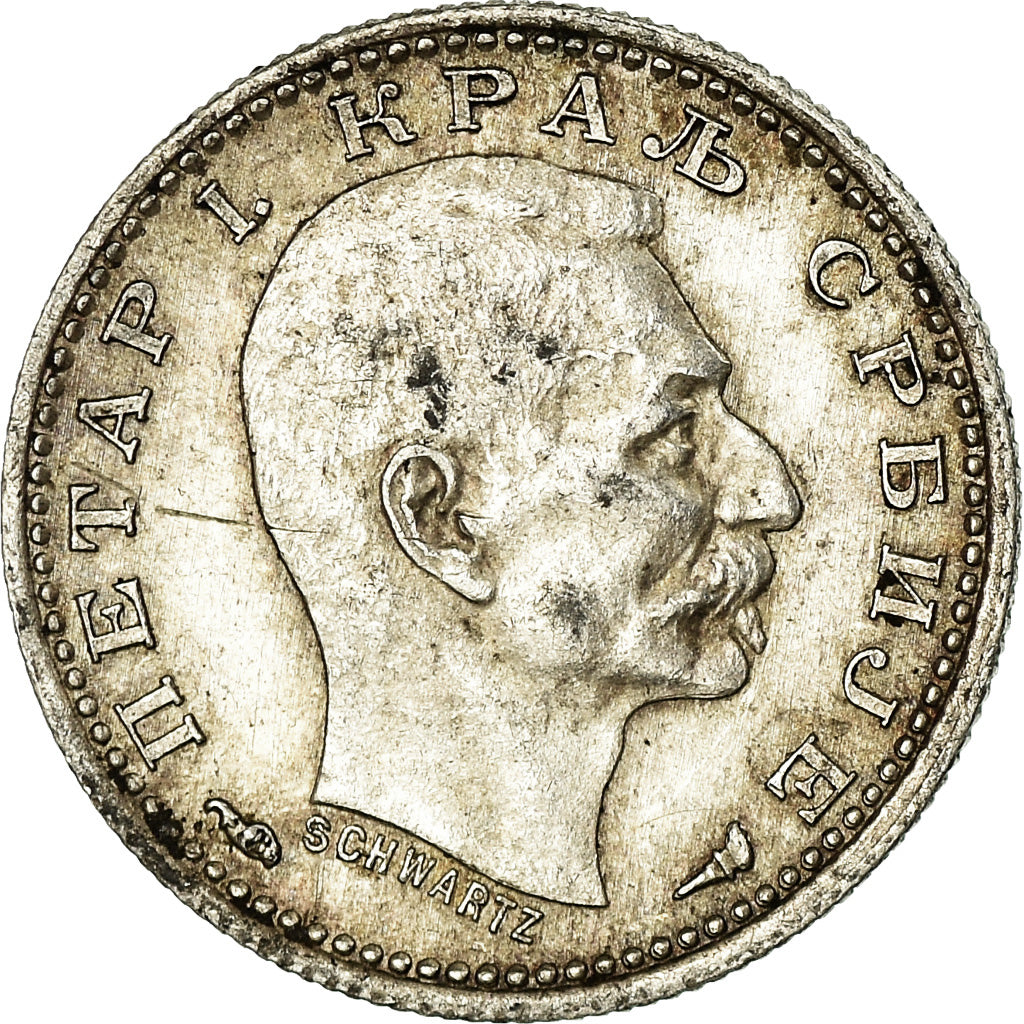 Coin, Serbia, Peter I, 50 Para, 1915, Gorham Mfg. Co., AU(55-58), Silver