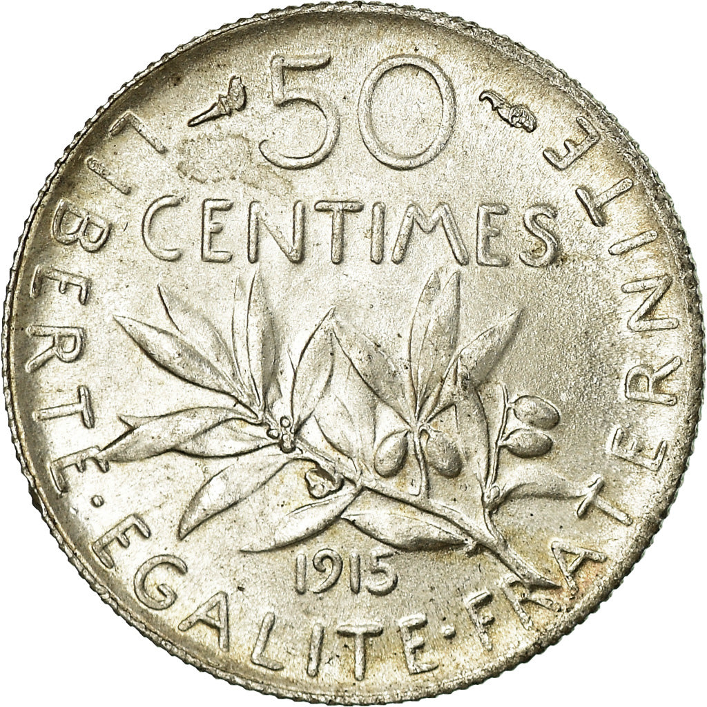 Coin, France, Semeuse, 50 Centimes, 1915, Paris, MS(63), Silver, KM:854
