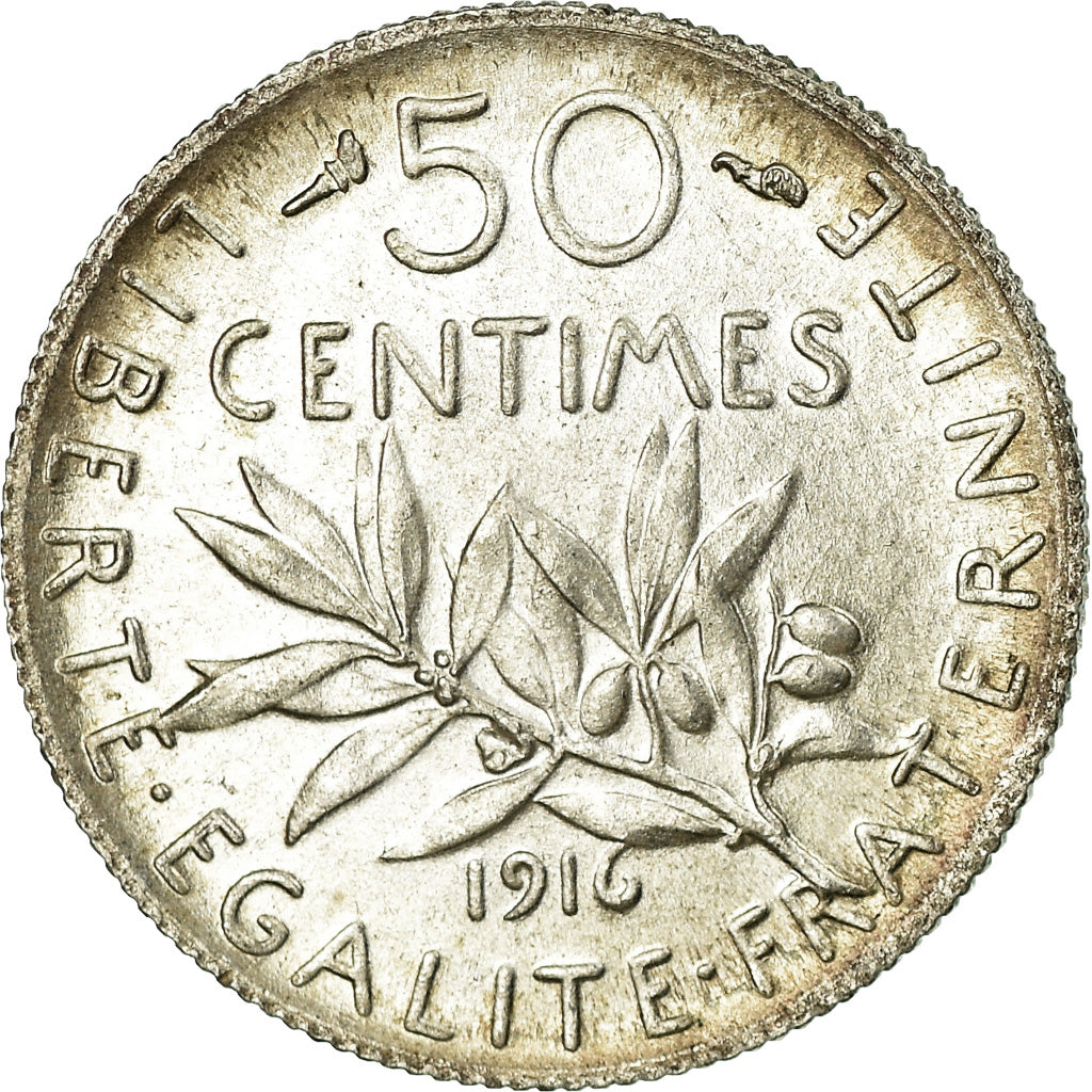 Coin, France, Semeuse, 50 Centimes, 1916, Paris, MS(63), Silver, KM:854