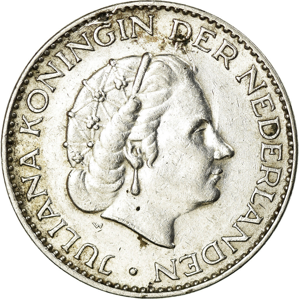 Coin, Netherlands, Juliana, Gulden, 1956, AU(50-53), Silver, KM:184