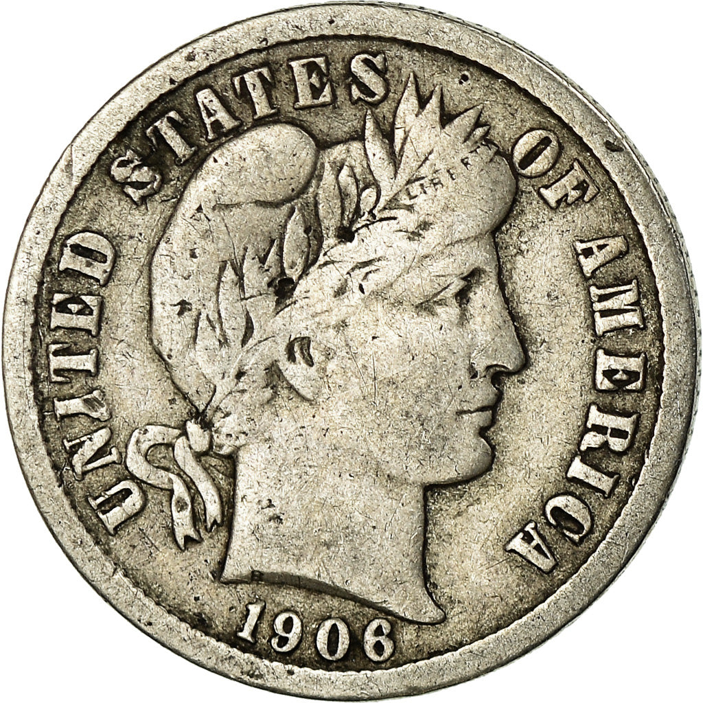 Moneda, Estados Unidos, Barber Dime, Dime, 1906, Philadelphia, BC+, Plata