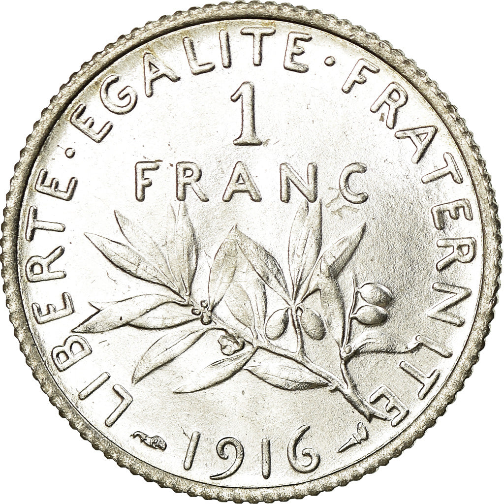 Coin, France, Semeuse, Franc, 1916, Paris, MS(65-70), Silver, KM:844.1