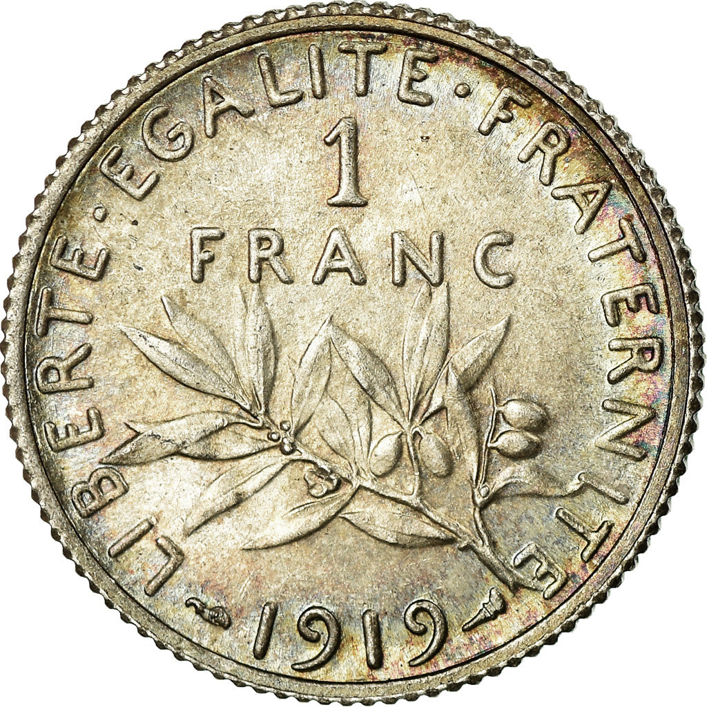 Coin, France, Semeuse, Franc, 1919, Paris, MS(64), Silver, KM:844.1, Gadoury:467