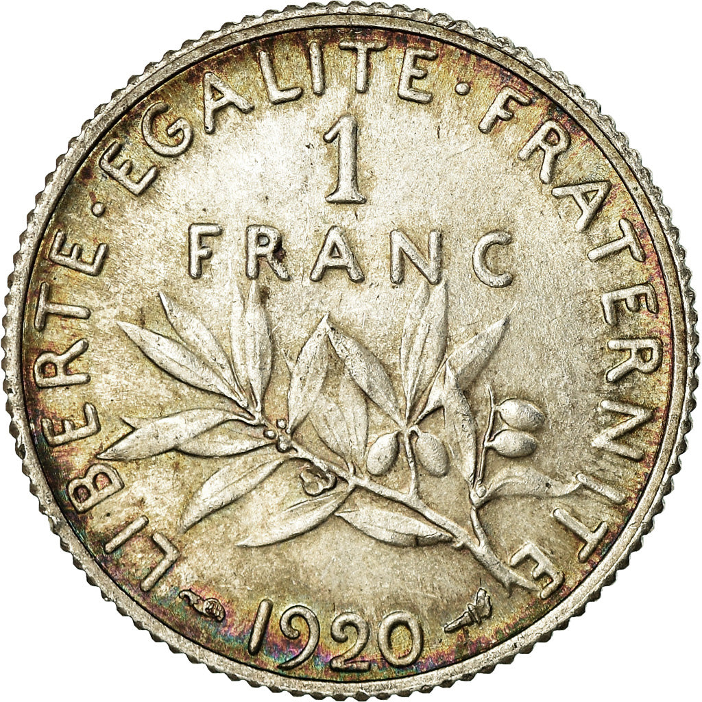 Coin, France, Semeuse, Franc, 1920, Paris, MS(64), Silver, KM:844.1, Gadoury:467