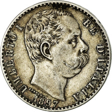 Münze, Italien, Umberto I, 2 Lire, 1897, Rome, SS, Silber, KM:23