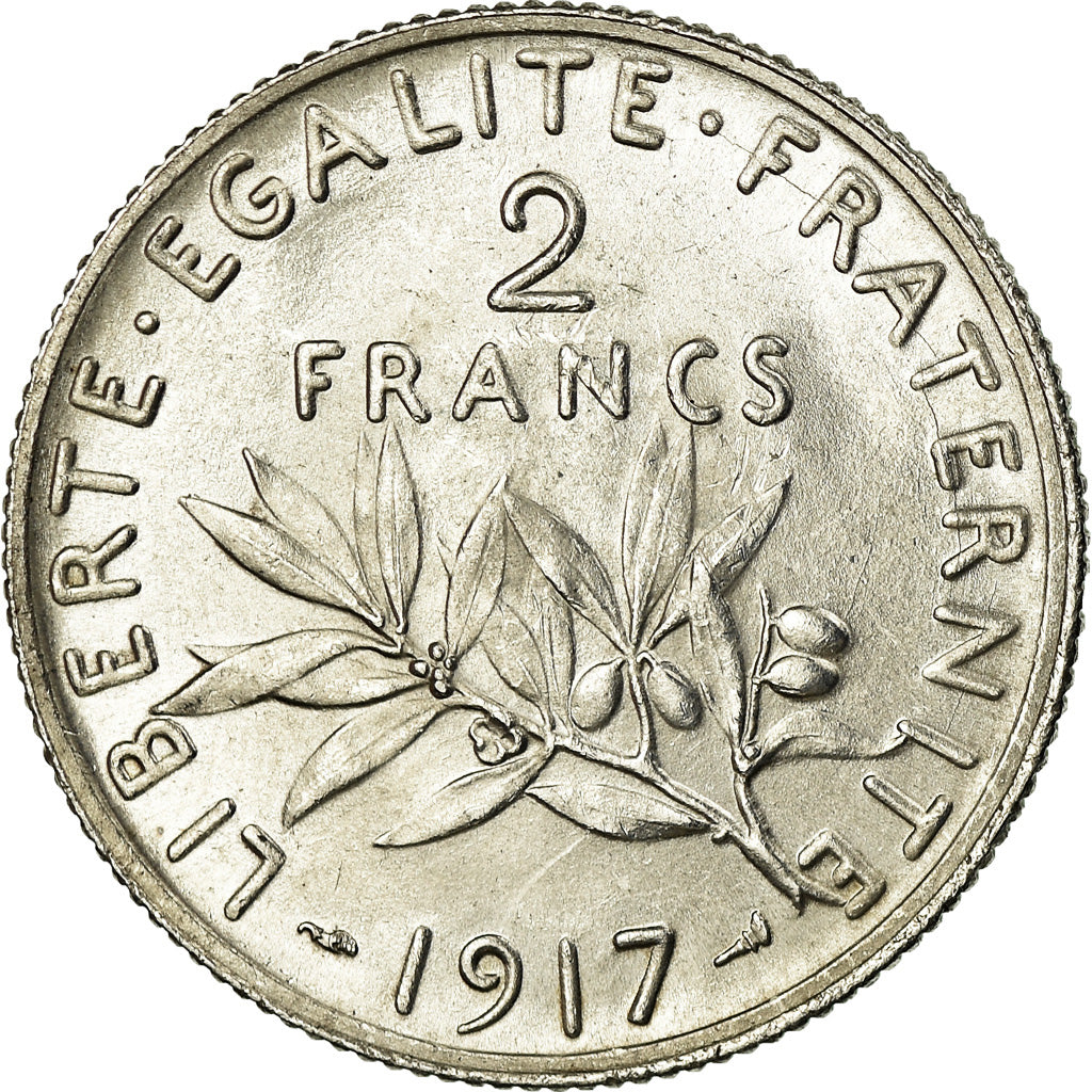 Coin, France, Semeuse, 2 Francs, 1917, Paris, MS(64), Silver, KM:845.1