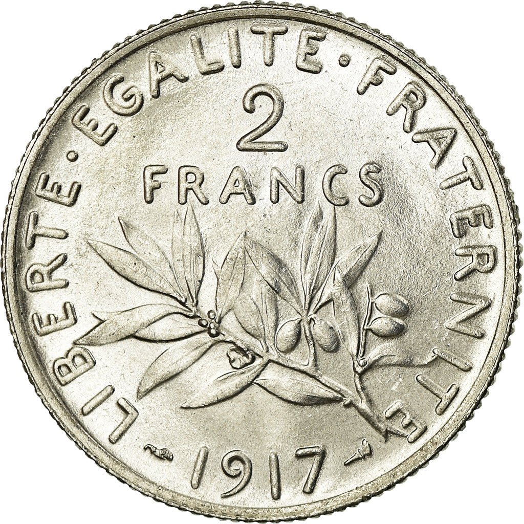 Coin, France, Semeuse, 2 Francs, 1917, Paris, MS(64), Silver, KM:845.1