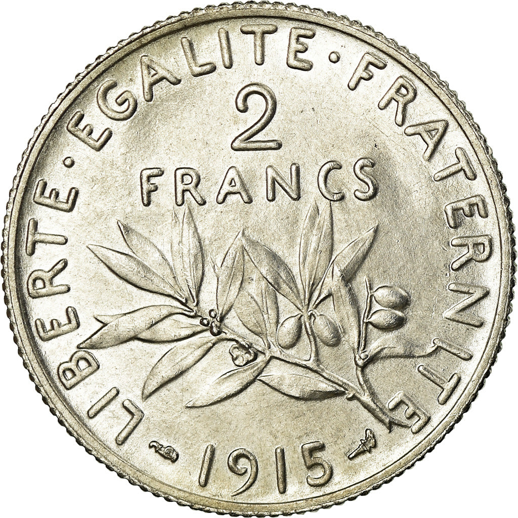 Coin, France, Semeuse, 2 Francs, 1915, Paris, MS(64), Silver, KM:845.1