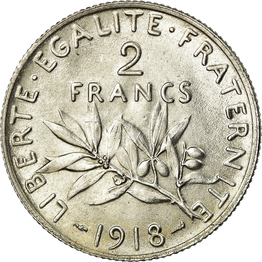 Coin, France, Semeuse, 2 Francs, 1918, Paris, MS(64), Silver, KM:845.1