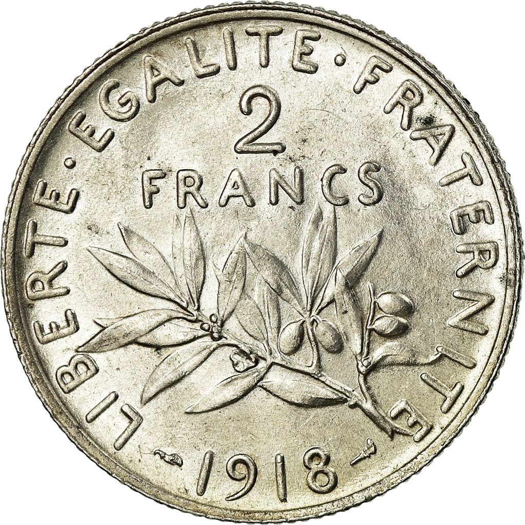 Coin, France, Semeuse, 2 Francs, 1918, Paris, MS(64), Silver, KM:845.1