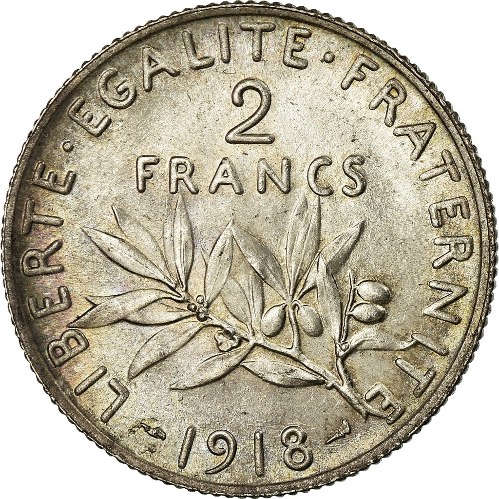 Coin, France, Semeuse, 2 Francs, 1918, Paris, MS(64), Silver, KM:845.1