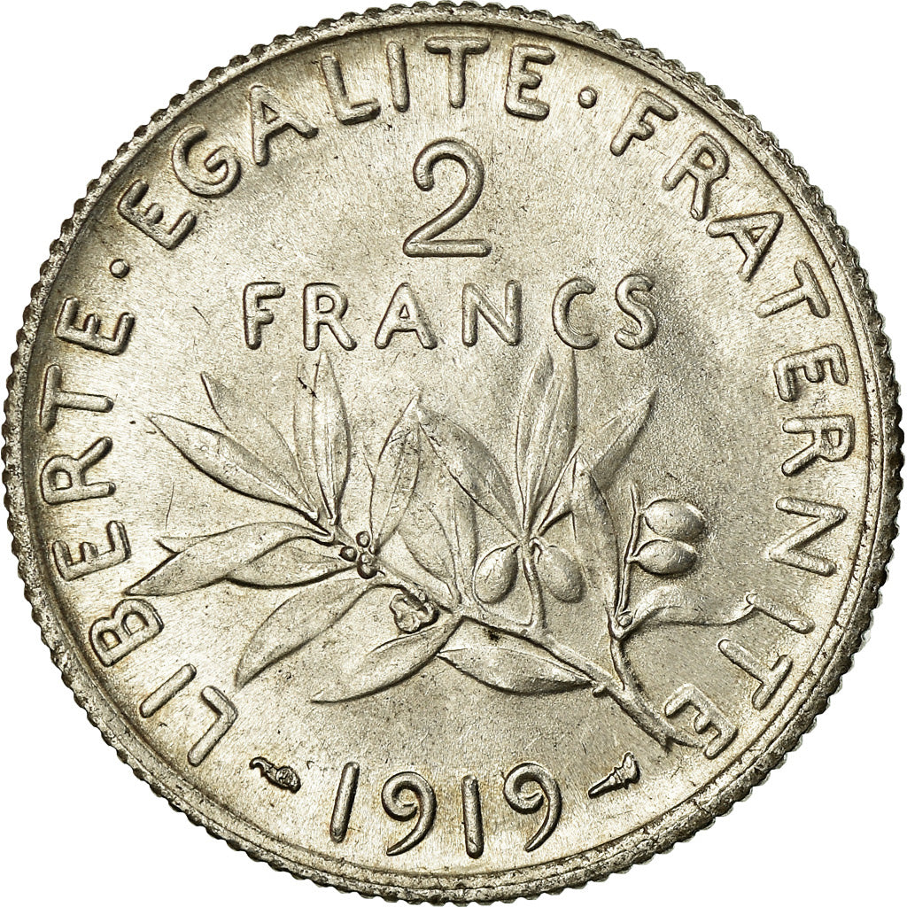 Coin, France, Semeuse, 2 Francs, 1919, Paris, MS(64), Silver, KM:845.1
