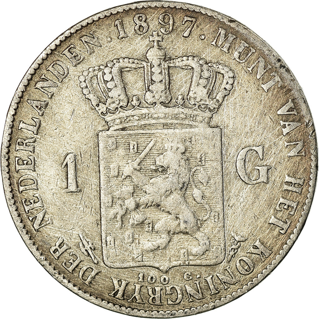 Coin, Netherlands, Wilhelmina I, Gulden, 1897, VF(20-25), Silver, KM:117
