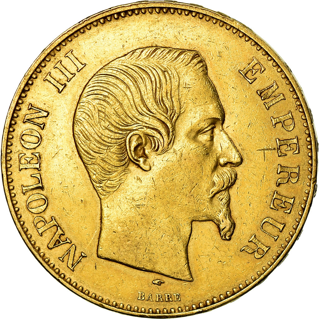 Munten, Frankrijk, Napoleon III, 100 Francs, 1857, Paris, ZF, Goud, KM:786.1