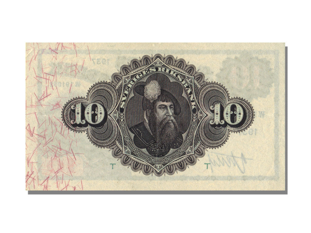 Sweden, 10 Kronor, 1937, KM #34t, UNC(63), W