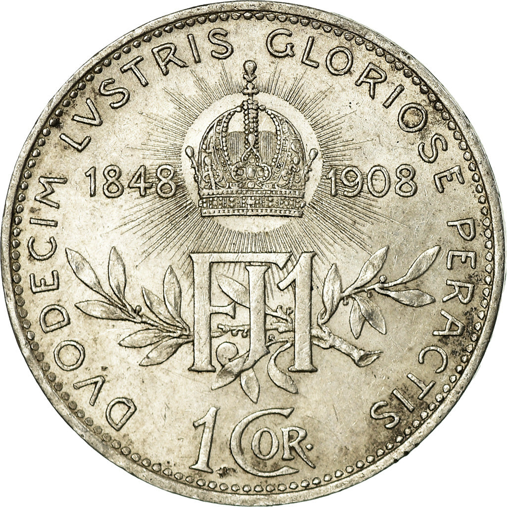 Coin, Austria, Franz Joseph I, Corona, 1908, AU(50-53), Silver, KM:2808