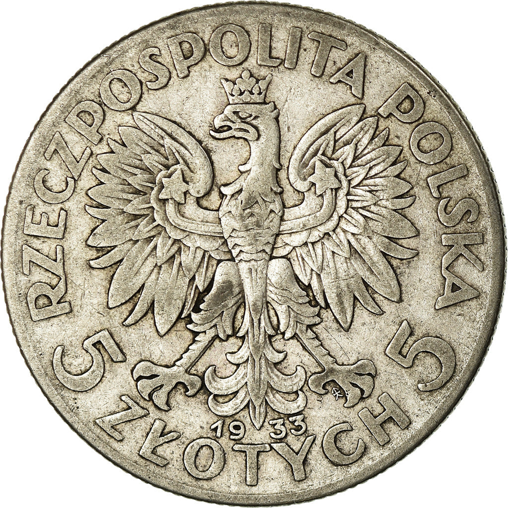 Coin, Poland, 5 Zlotych, 1933, Warsaw, VF(20-25), Silver, KM:21