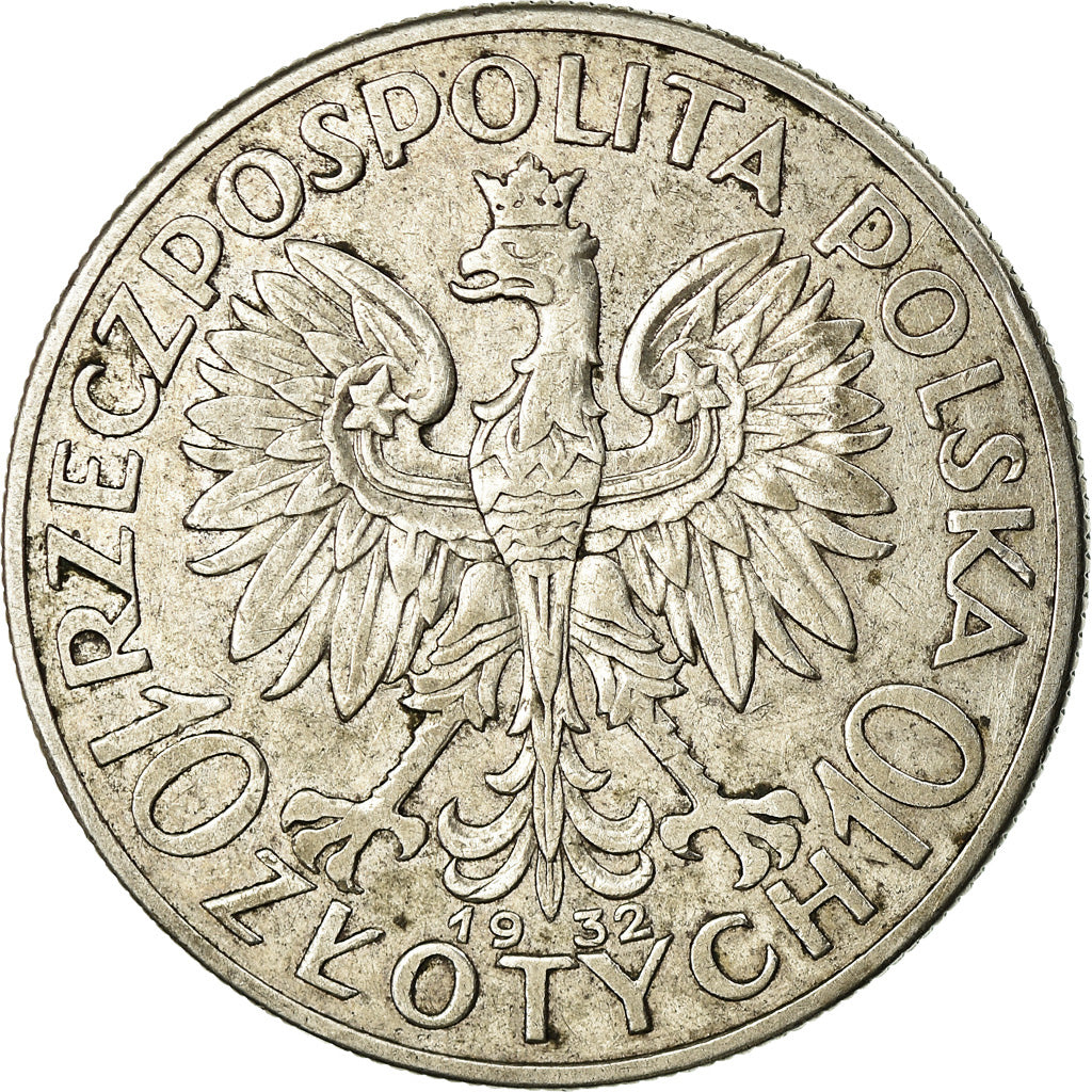 Coin, Poland, 10 Zlotych, 1932, Warsaw, VF(30-35), Silver, KM:22