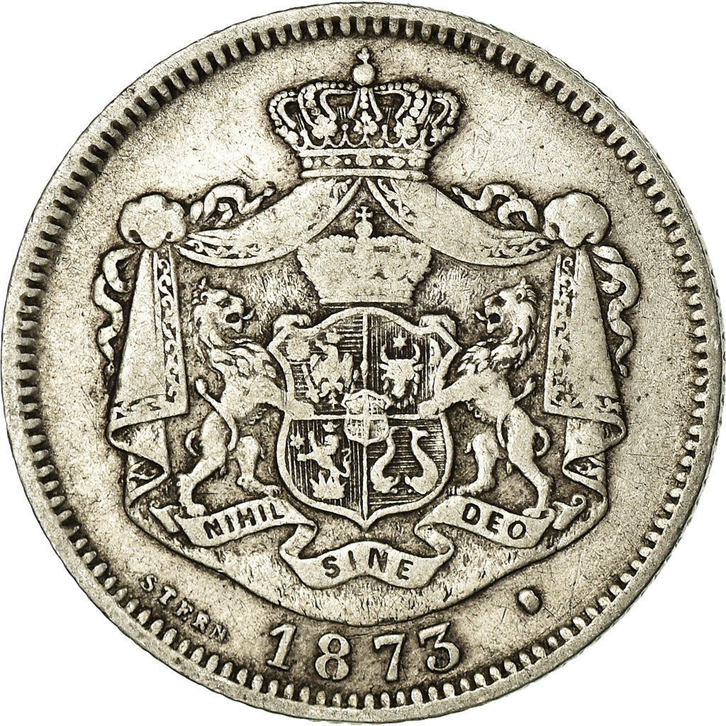 Coin, Romania, Carol I, Leu, 1873, VF(20-25), Silver, KM:10