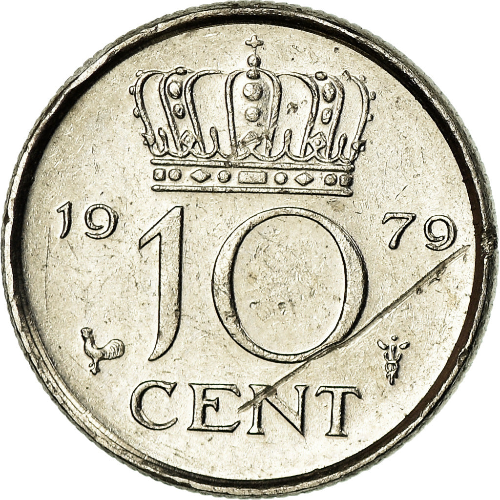 Coin, Netherlands, Juliana, 10 Cents, 1979, AU(50-53), Nickel, KM:182