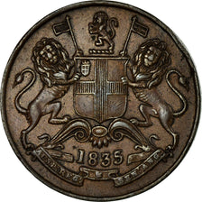 Moneta, INDIA - BRITANNICA, 1/2 Anna, 1835, Bombay, BB+, Rame, KM:447.1