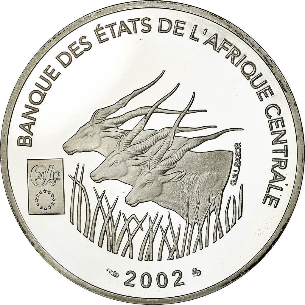 Coin, Central African States, 1000 Francs, 2002, MS(65-70), Silver