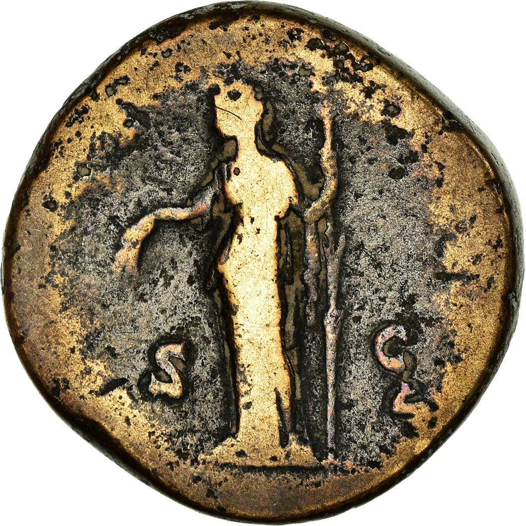 Coin, Diva Faustina I, Sestertius, AD 146-161, Rome, VF(20-25), Bronze, RIC:1128