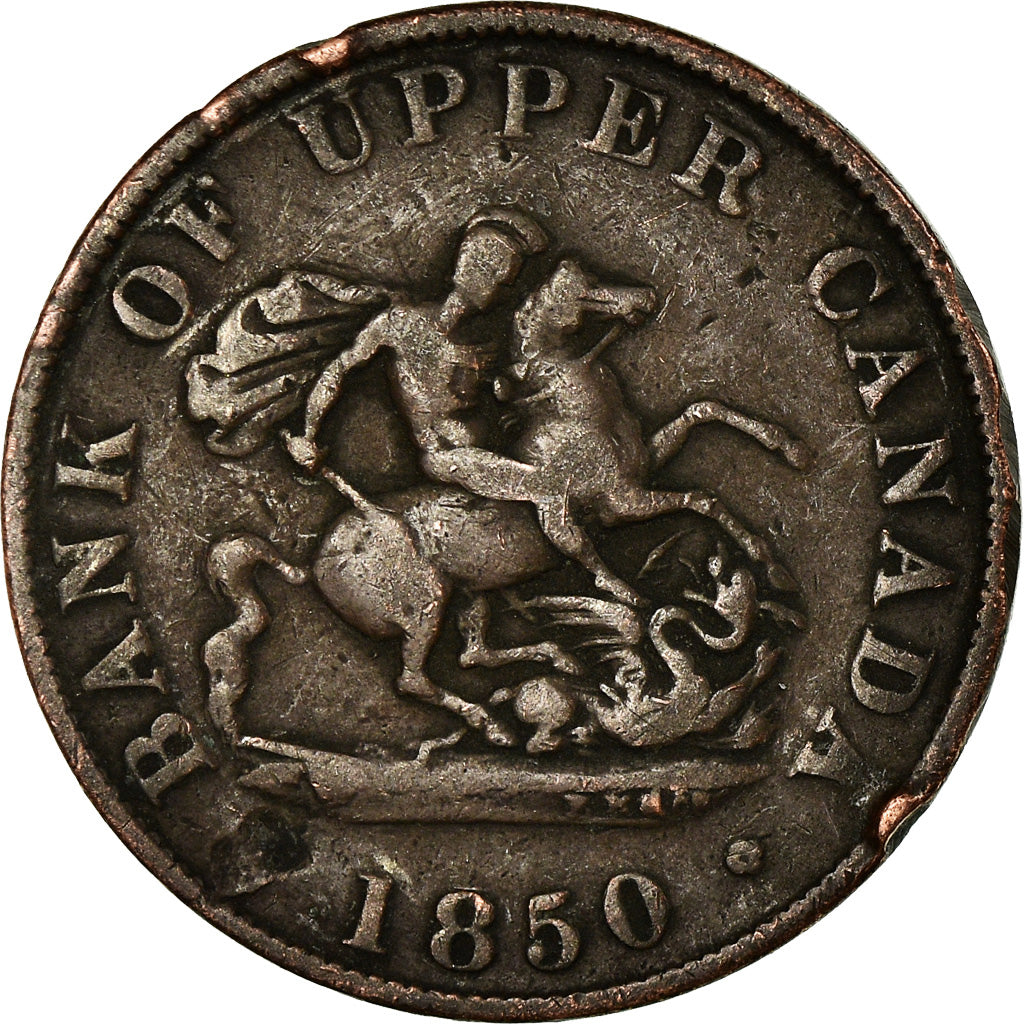 Coin, Canada, UPPER CANADA, 1/2 Penny, 1850, VF(20-25), Copper, KM:Tn2