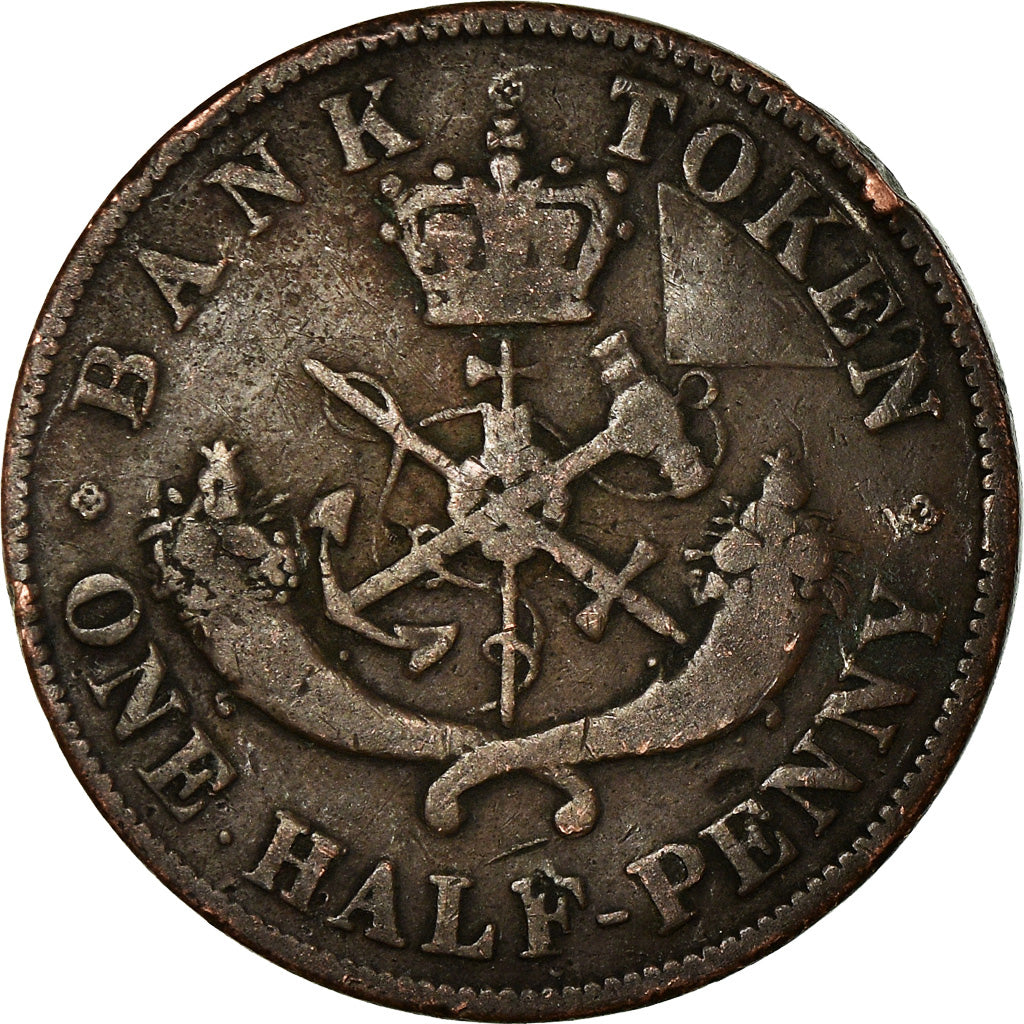 Coin, Canada, UPPER CANADA, 1/2 Penny, 1850, VF(20-25), Copper, KM:Tn2